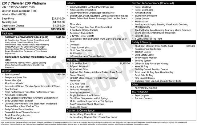 2017 Chrysler 200 Limited Platinum