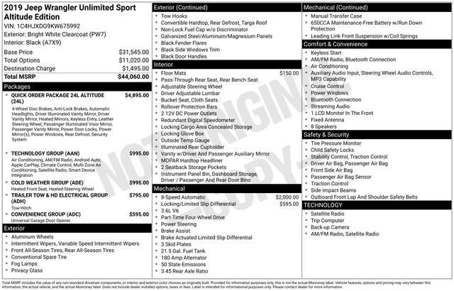 2019 Jeep Wrangler Unlimited Sport Altitude 4x4