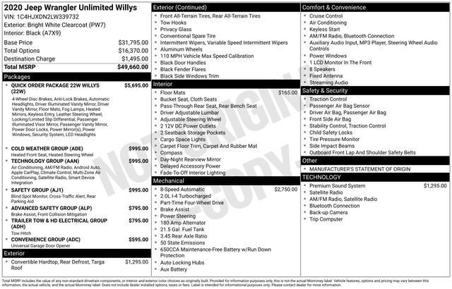 2020 Jeep Wrangler Unlimited Willys 4x4