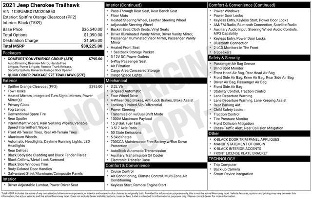 2021 Jeep Cherokee Trailhawk 4X4