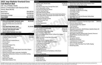 2022 Jeep Gladiator Overland 4x4