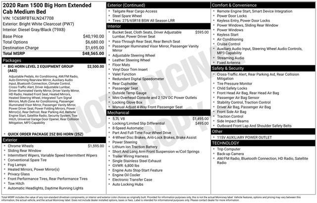 2020 RAM 1500 Big Horn Quad Cab 4x4 6'4" Box