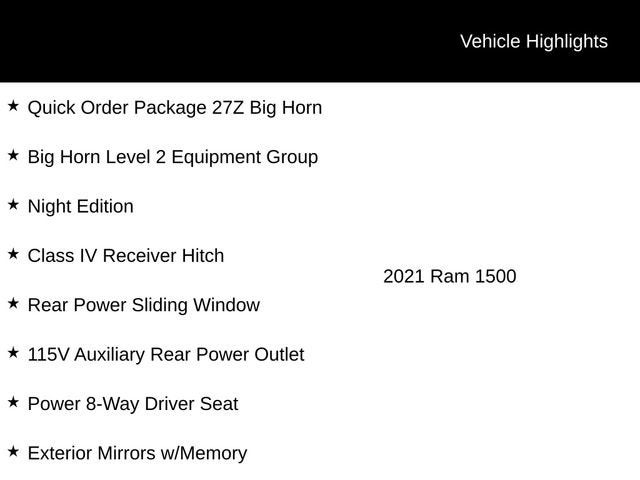 2021 RAM 1500 Big Horn Crew Cab 4x4 5'7" Box