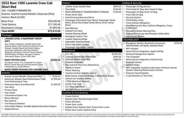 2022 RAM 1500 Laramie Crew Cab 4x4 5'7" Box