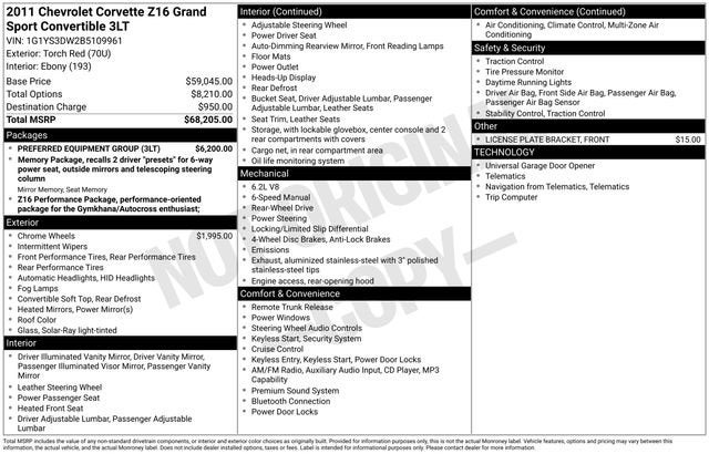 2011 Chevrolet Corvette Grand Sport Z16 Grand Sport w/3LT