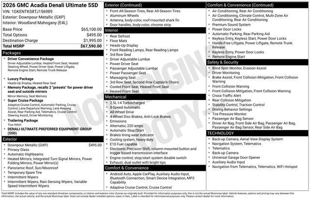 2026 GMC Acadia Denali Ultimate