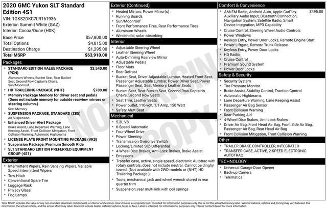 2020 GMC Yukon SLT Standard Edition