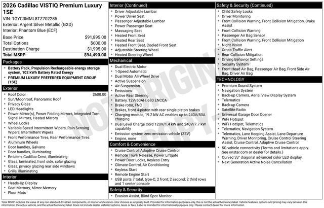2026 Cadillac VISTIQ Premium Luxury