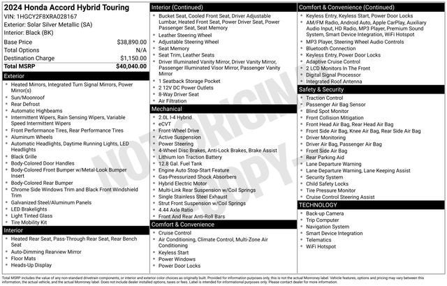2024 Honda Accord Hybrid Touring