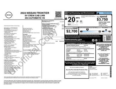 2024 Nissan Frontier Crew Cab Long Bed SV 4x4