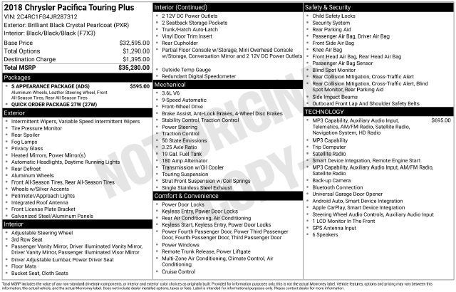 2018 Chrysler Pacifica Touring Plus