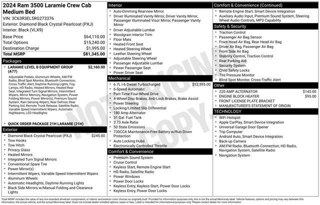 2024 RAM 3500 Laramie Crew Cab 4x4 6'4" Box