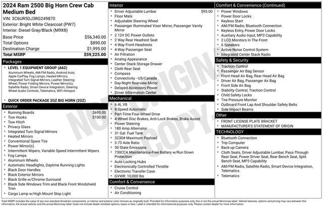 2024 RAM 2500 Big Horn Crew Cab 4x4 6'4" Box