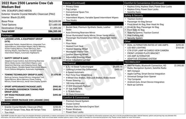 2022 RAM 2500 Laramie Crew Cab 4x4 6'4" Box