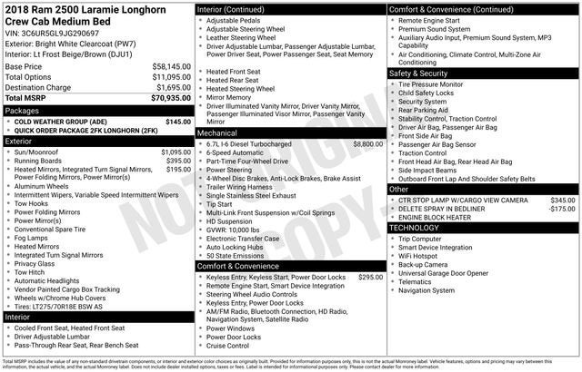 2018 RAM 2500 Longhorn Crew Cab 4x4 6'4" Box