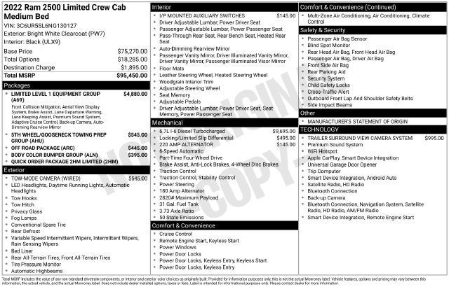 2022 RAM 2500 Limited Crew Cab 4x4 6'4" Box