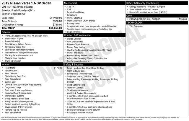 2012 Nissan Versa 1.6 SV