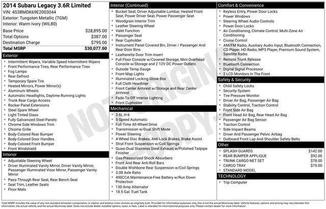 2014 Subaru Legacy 3.6R Limited