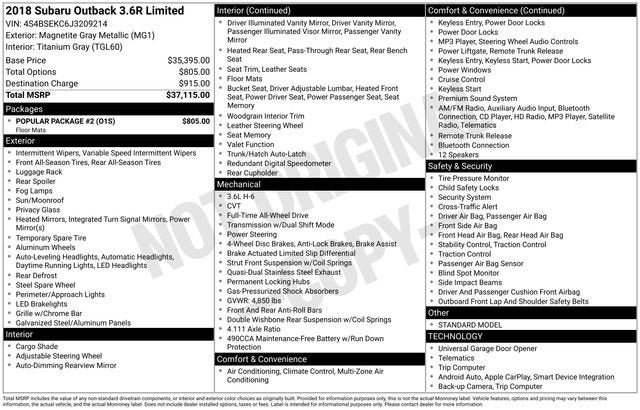 2018 Subaru Outback 3.6R Limited
