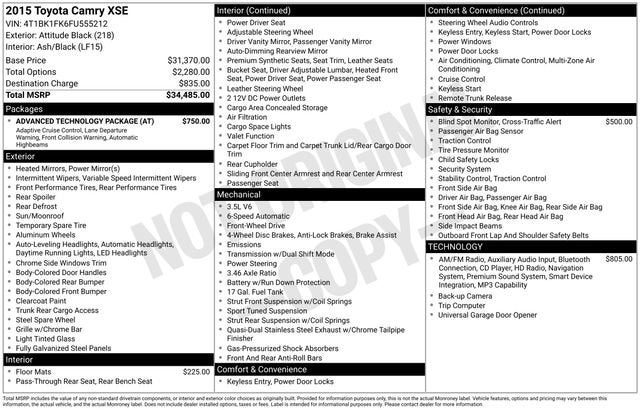 2015 Toyota Camry XSE V6