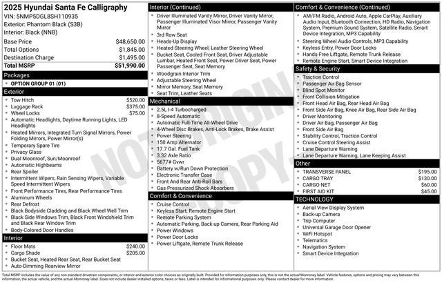 2025 Hyundai Santa Fe Calligraphy