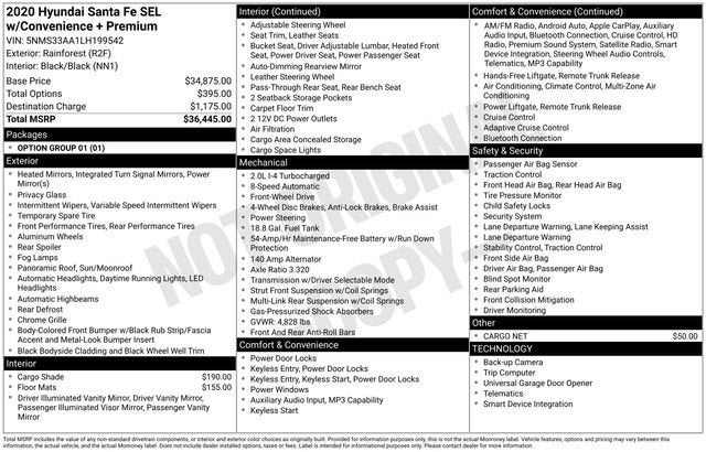 2020 Hyundai Santa Fe SEL 2.0T