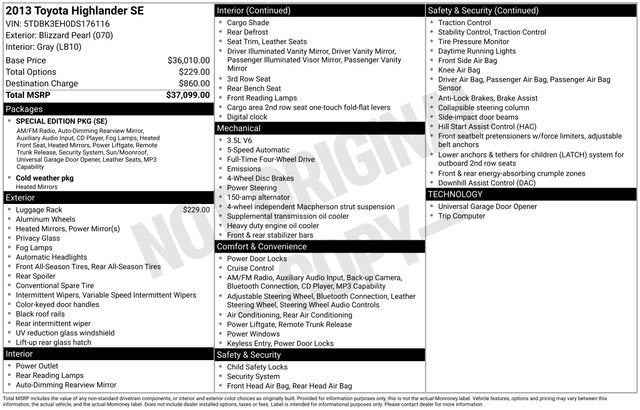 2013 Toyota Highlander SE V6