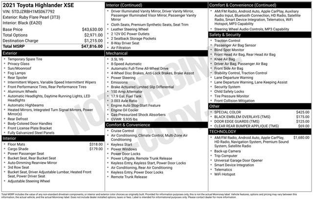 2021 Toyota Highlander XSE