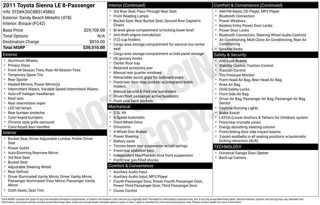 2011 Toyota Sienna LE AAS