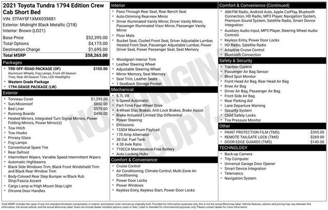 2021 Toyota Tundra 1794 Edition