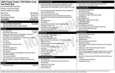 2026 Toyota Tundra 1794 Edition CrewMax 5.5' Bed