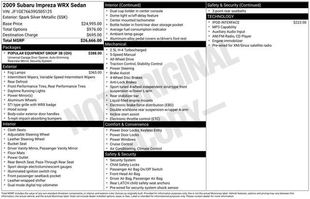 2009 Subaru Impreza Sedan WRX WRXSS