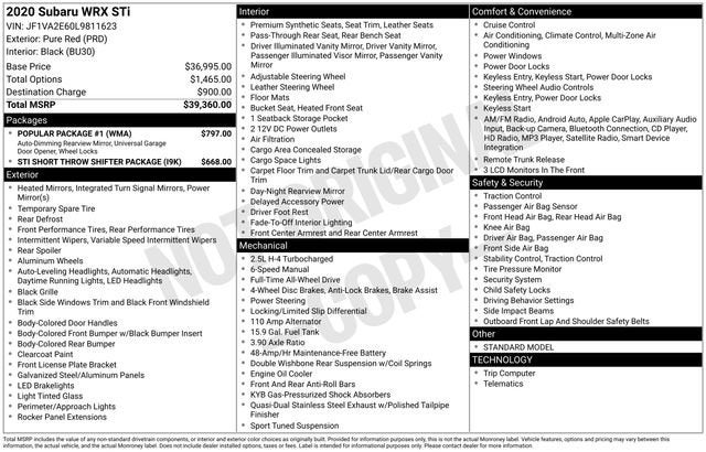 2020 Subaru WRX STI STI