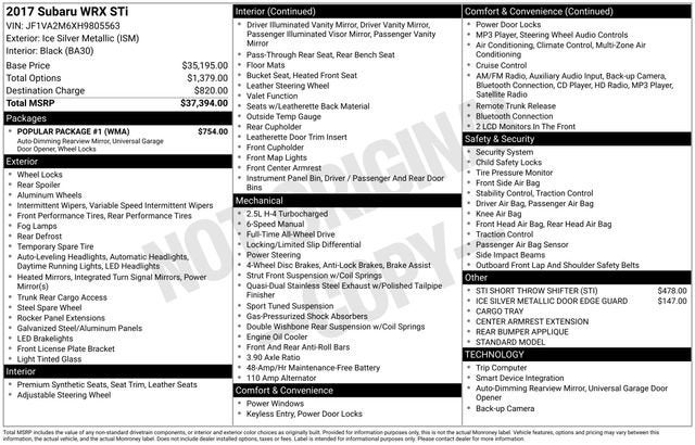 2017 Subaru WRX STI STI