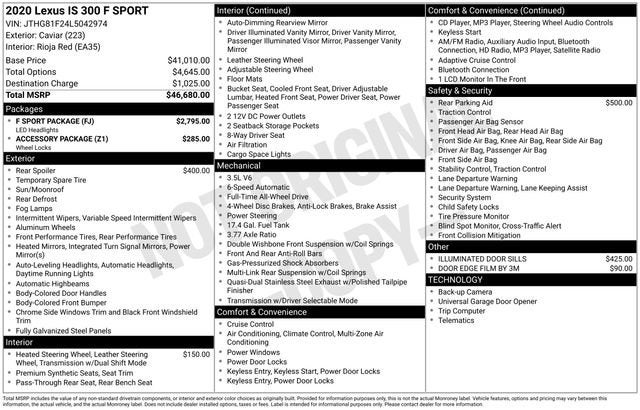 2020 Lexus IS 300 IS 300 F SPORT