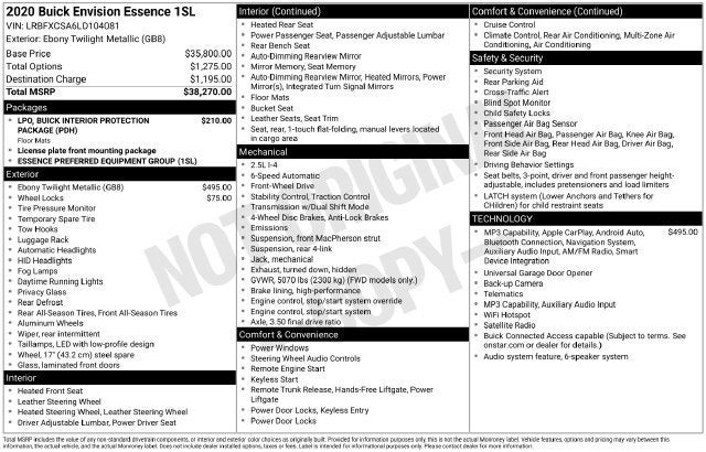 2020 Buick Envision Essence