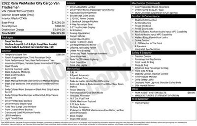 2022 RAM ProMaster City Cargo Van Tradesman